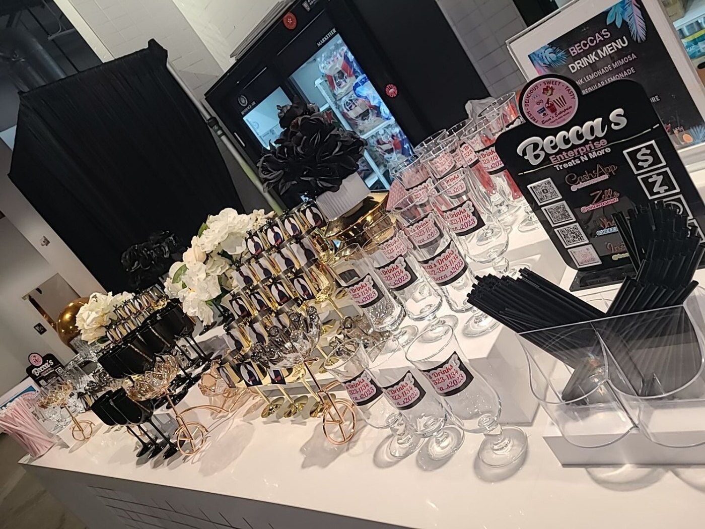 Black and gold luxury drink display
